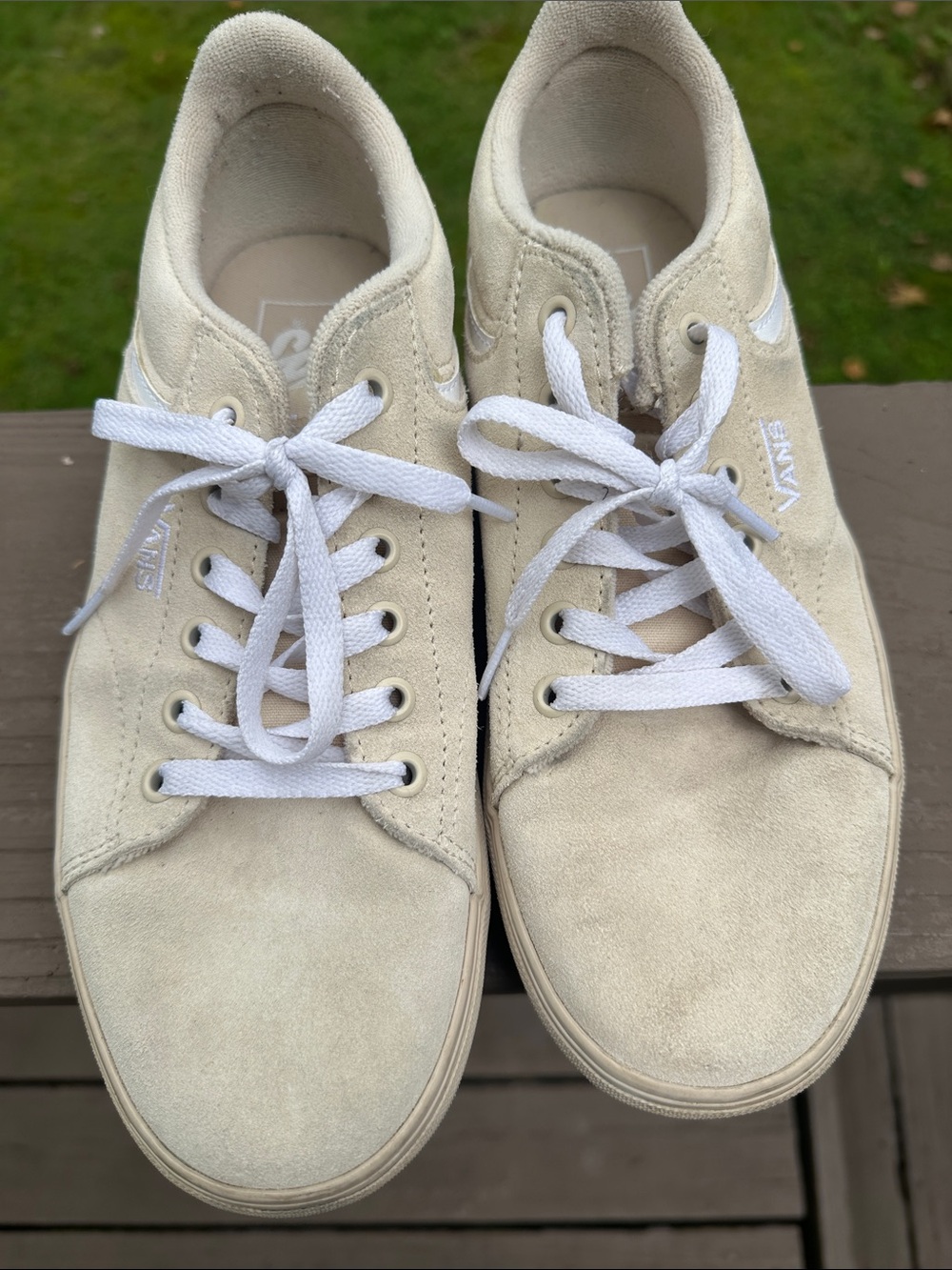 Vans Women’s Suede Low-Top Sneakers — Cream/White